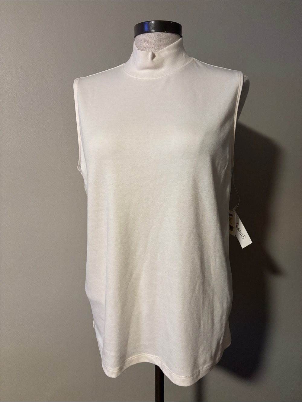 Sleeveless Mock Neck Tank Top in White